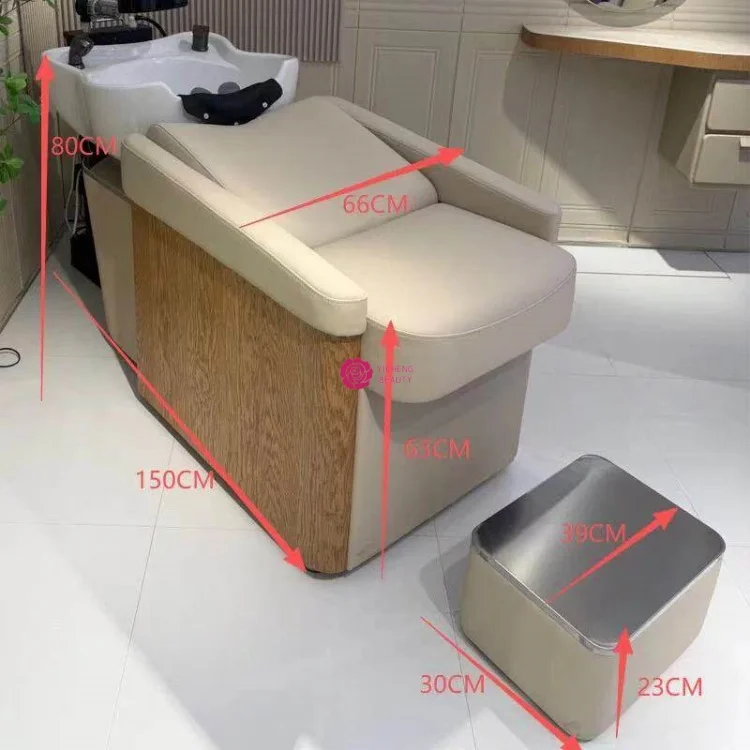 Yicheng Premium Modern Salon Shampoo Bed Ceramic Basin Semi-reclining Shampoo Bed From China Supplier