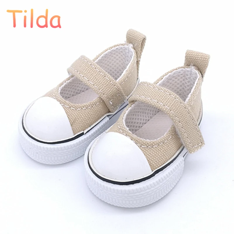 Tilda 5.5cm Canvas Sneakers For Dolls Paola Reina Minifee Corolle,1/4 Scale Sneaker Sports Shoes for Stuffed and Joint Doll Toys