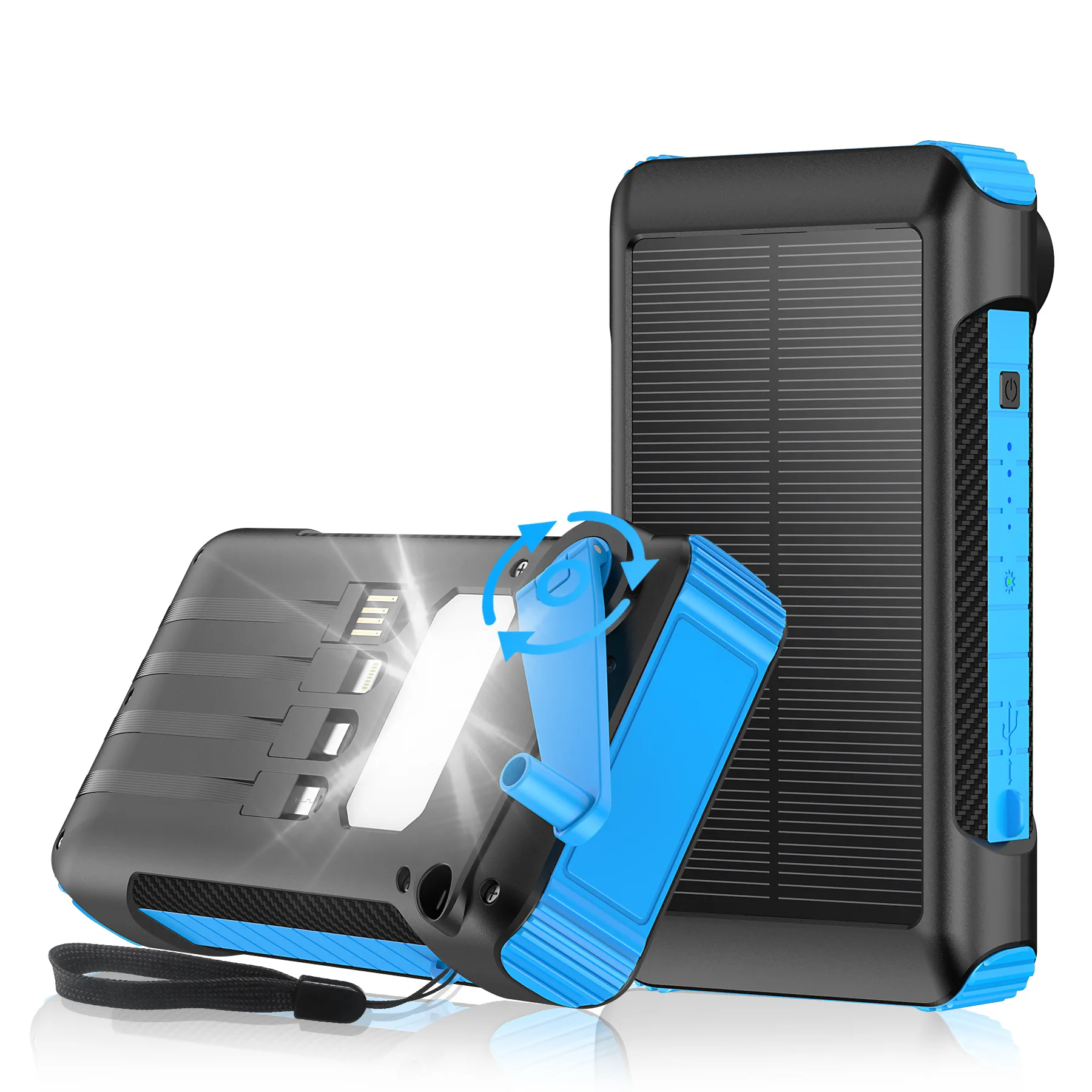 2025 Detachable Hand-cranked Solar Power Bank 46800mAh Large Capacity Three-proof Outdoor Emergency Portable