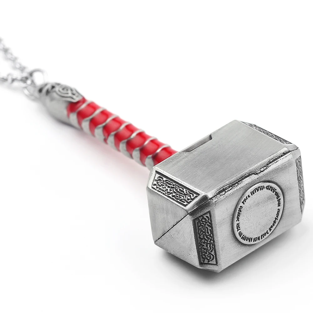 Disney Marvel Sci-fi Movie Avengers Superhero Thor Weapon Mjolnir Necklace Fashion Pendant Necklace Accessories Gifts For Fans