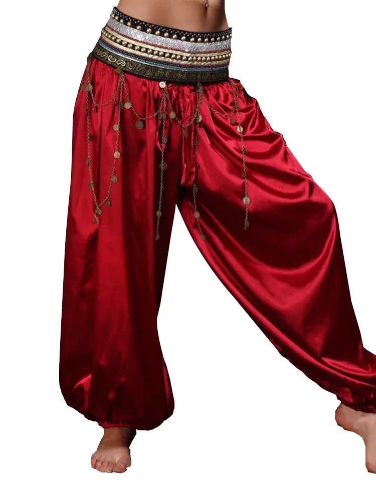 Christmas Dress Belly Dance Dress Pants Indian Square Dance Performance Costume Ethnic Minority Dress Red Bloomers Pants