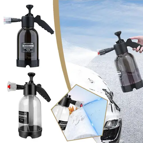 Imagen 2 del producto Pulverizador de Espuma Manual de 2L con 3 Tipos de Boquillas, Cañón de Espuma Neumático Manual, Botella de Espuma para Lavado de Autos, Limpiador de Ventanas de Autos