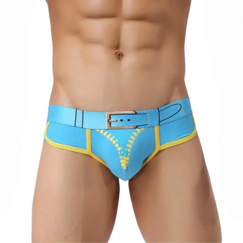 

Хлопковые трусы, мужское сексуальное удобное нижнее белье, модные треугольные брюки на молнии с принтом, U-образное выпуклое нижнее белье, дышащие мужские трусы