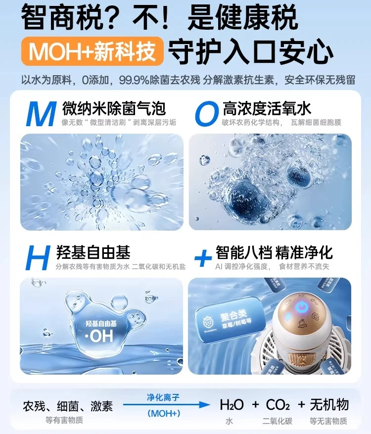 Fruit and Vegetable Washing Machine, Ingredient Purification, Cleaning Artifact, Automatic Household Active Oxygen Disinfection