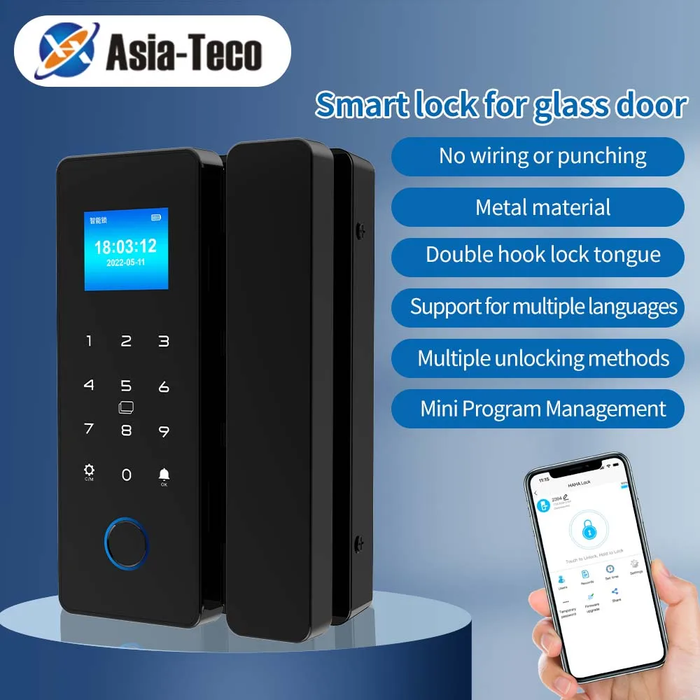 

Smart Phone Hahalock APP Fingerprint Lock Bluetooth Sliding Glass Door Smart Lock Electronic IC Card Lock with Attendance Record