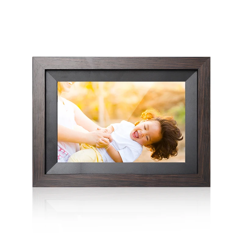 Wifi Digital Photo Frame Hd Display Touch Screen Wooden Picture Frame Sharing Photo