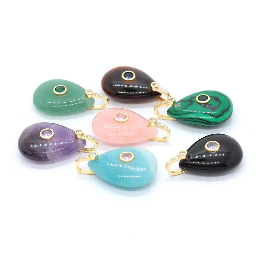 Charms Natural Healing Crystal Water Drop Stone Pendants For Women Necklace DIY Amethyst Rose Quartz Choice Men Jewelry Gifts