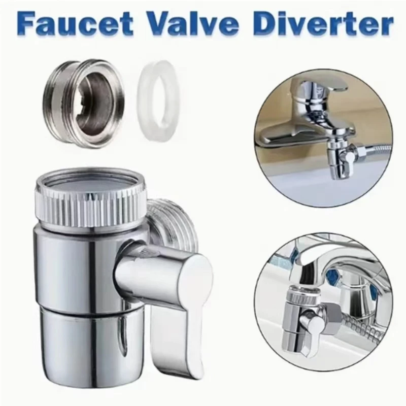Universal Faucet Splitter for Kitchen Bathroom Toilet and Shower Diverter Valve Water Tap Connector with Easy Switch Adapter