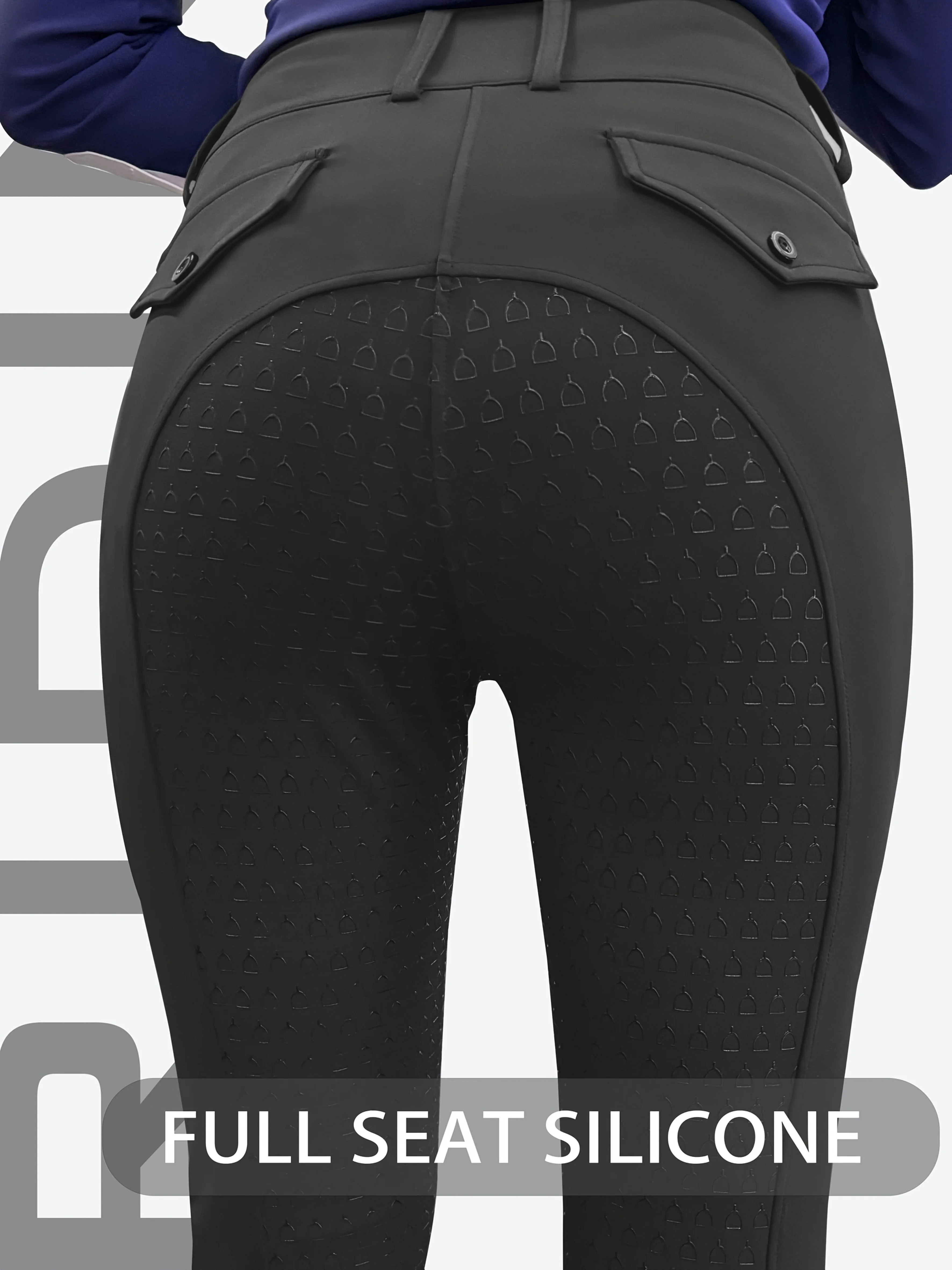 Women's high-waisted equestrian pants Anti-slip silicone design, hip lift, tight, with side pockets, all-season fabric, comforta