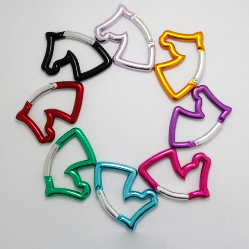 Hooks Compact Horse Head Locking Hanger Bright Color Key Chain  Horse Head Buckle for Stationery