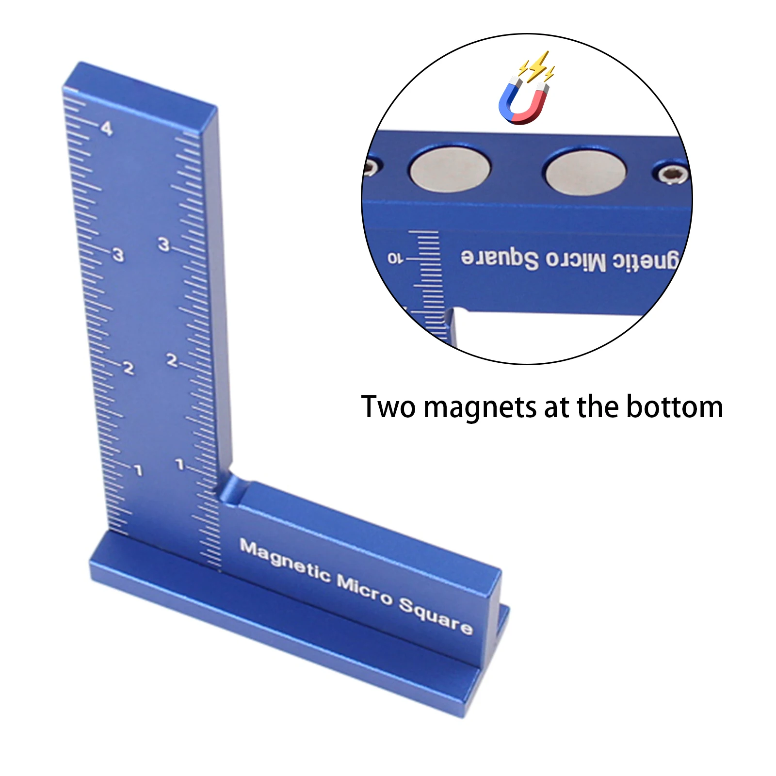 1Pc Precision Machinist Magnetic Square Metric/Inch Engineer Square Aluminum Alloy 90 Degree Right Angle Ruler Measurement Tool