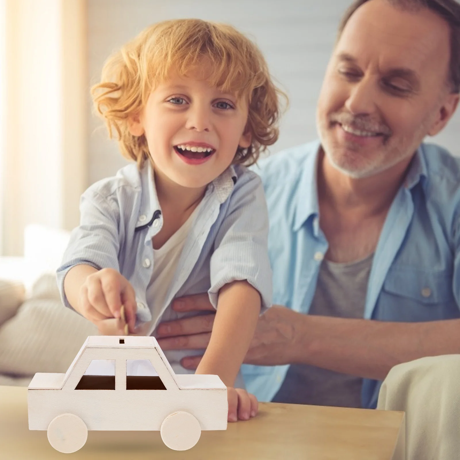 الإبداعية لم تنته سيارة خشبية حصالة على شكل حيوان DIY عملة الحاويات للطلاب متعة حصالة الفن الحرفية مشروع ديكور المنزل استخدام #2