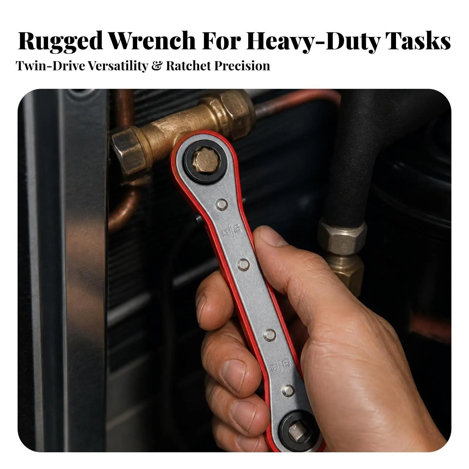 Reversible Refrigeration Service Wrench 1/4 3/16 3/8 5/16 Drive Ratcheting Tool for Air Conditioning Valve Maintenance Flat Key