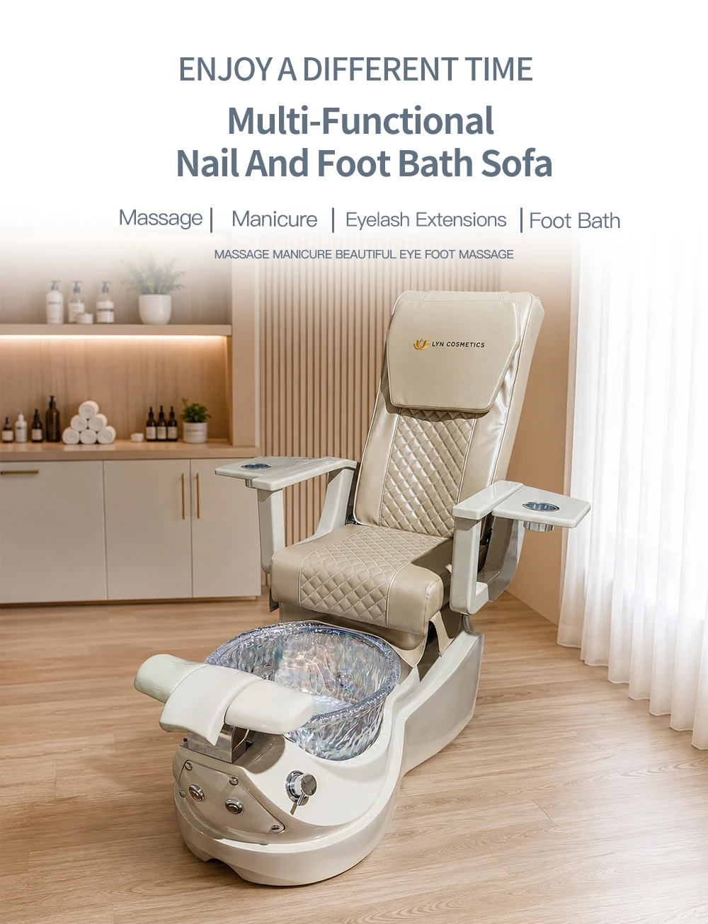 2026 Luxuriöser Verstellbarer Pedikürestuhl mit Glas-Fußbecken, Spa-Massage-Fußstuhl, Schönheits-Nagelstudio-Möbel für Maniküre und Pediküre – Detail 2