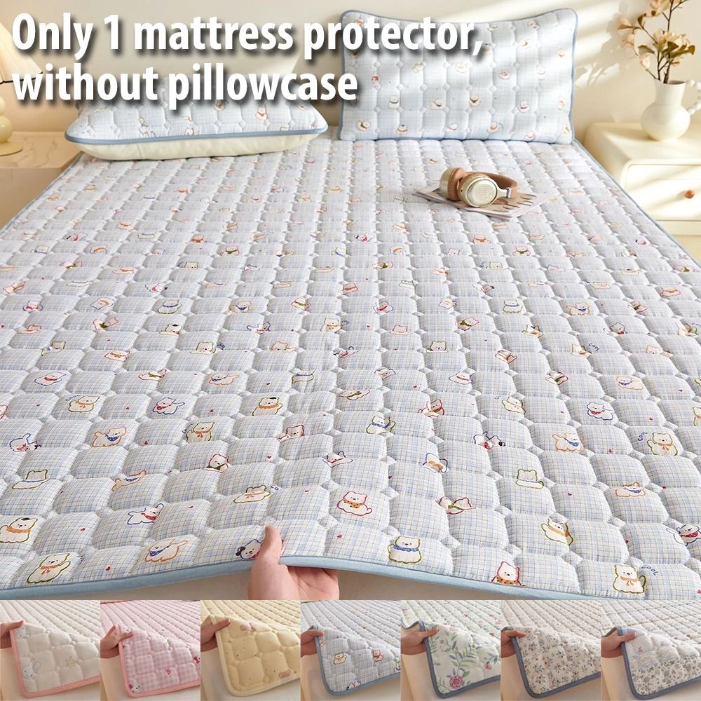 Waterproof Foldable Mattress Pad Quilted Breathable Non Slip Thick Bed Topper with Elastic Straps for Dorm Home Sofa Protector