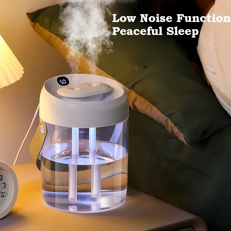 Nuevo Humidificador de aire de gran capacidad de 2L con pantalla Digital, humidificador ultrasónico de escritorio silencioso para dormitorio, gran volumen de niebla para el hogar