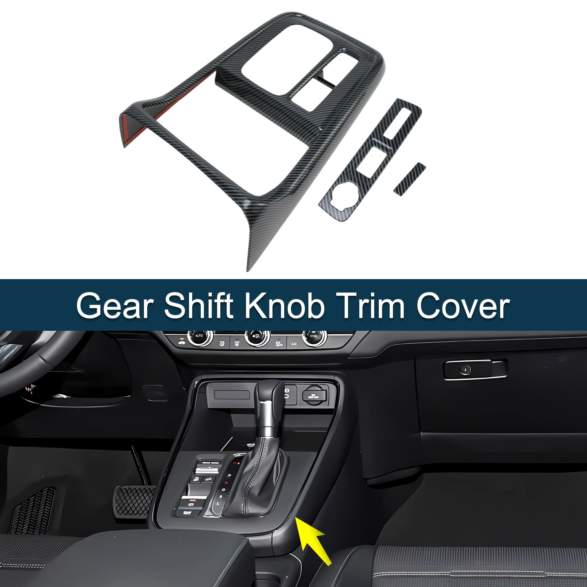 

UXCELL Plastic Gear Shift Knob Cover Sticker for Honda CRV 23 24 25 Carbon Fiber Black