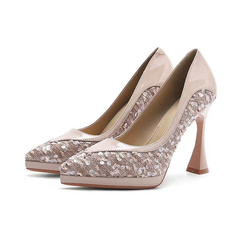 

Bloomsteps sexy rhinestone waterproof table not tired feet single shoes women pointed thin heels high heels beautiful French