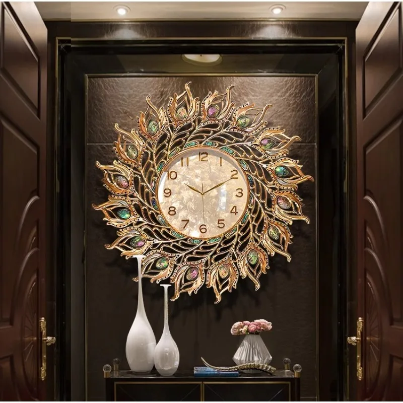 

European shell wall clock 2025 new living room light luxury modern art high sense atmosphere wall hanging high-end clock