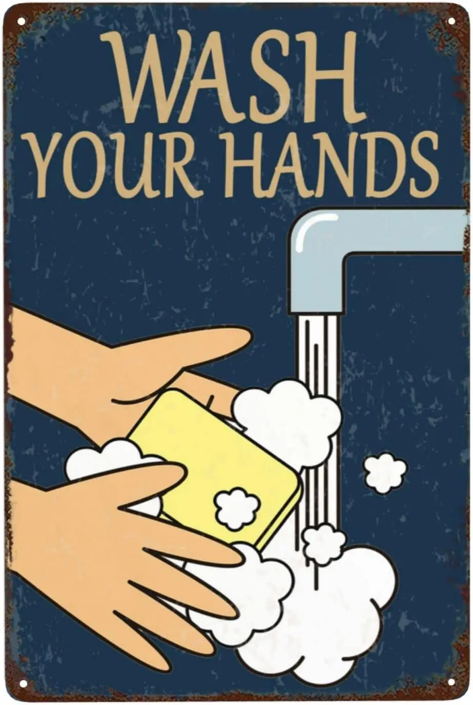 

Vintage Tin Sign,Wash Your Hand Metal Sign,Home Decor/Lover Gifts/wall Decor/Guest Wall /Restaurant /Kitchen Decor Art