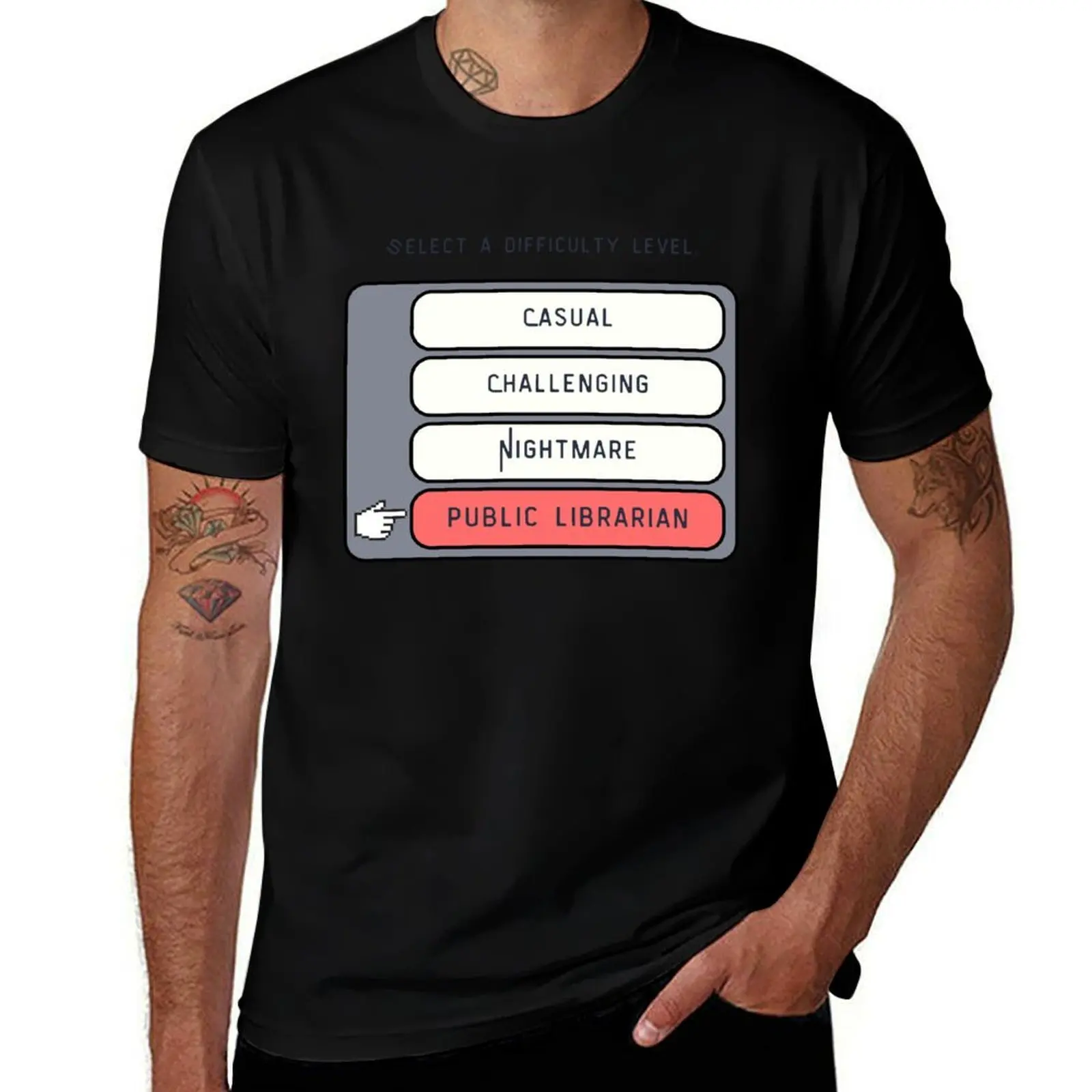 Level Selector Public Librarian T-Shirt Sweat Absorbing Sports Tee Shirt