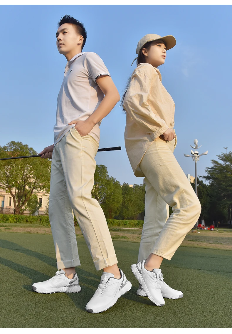 Weiße Golfschuhe für Herren und Damen, wasserdichte Golf-Turnschuhe, rutschfeste Golf-Turnschuhe ohne Spikes, Leder, Outdoor-Sport, Leder-Golfschuhe – Detail 6