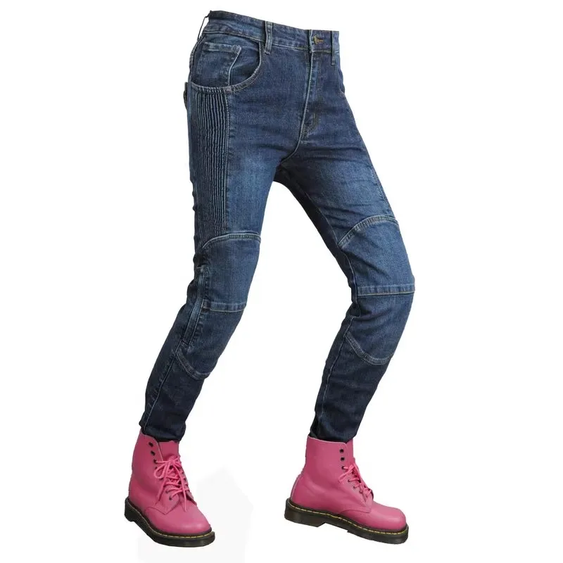 Volero Motorcycle Wear-Resistant Riding Pants High Elasticity Motocross Protection Jeans Female Knight Slim Casual Trousers