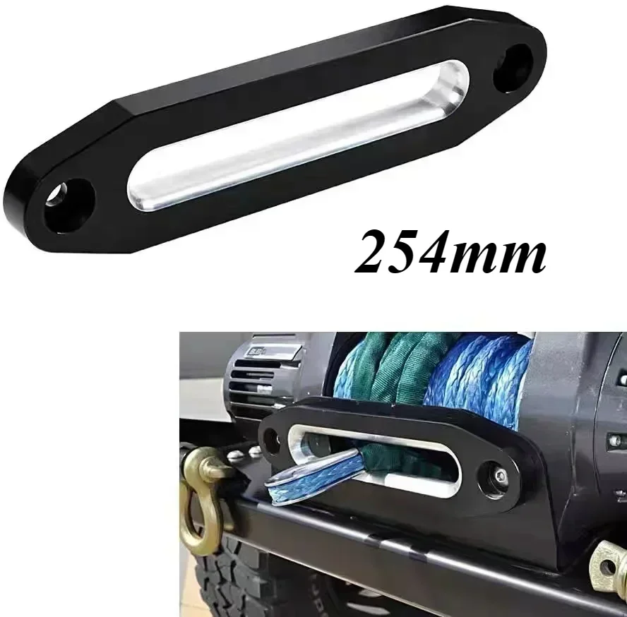 10 Inch 254MM Black Chrome Billet Aluminum Hawse Fairlead 8000-15000 LBs Synthetic Mount Winch Rope for SUV ATV UTV