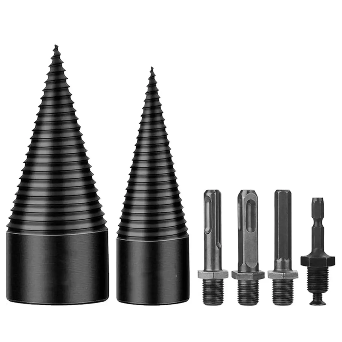 DT38 6 Pcs Wood Splitter Drill Bits, 50mm+32mm Firewood Log Splitter, Heavy Duty Electric Drill Cone Driver Removable