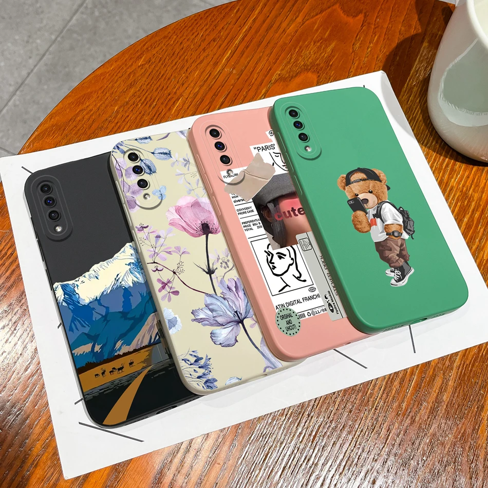 For Samsung Galaxy A50 A50S Phone Case Cartoon Liquid Silicone Full Coverage Anti Drop Shell For Samsung A 50 A50 S Bumper Funda