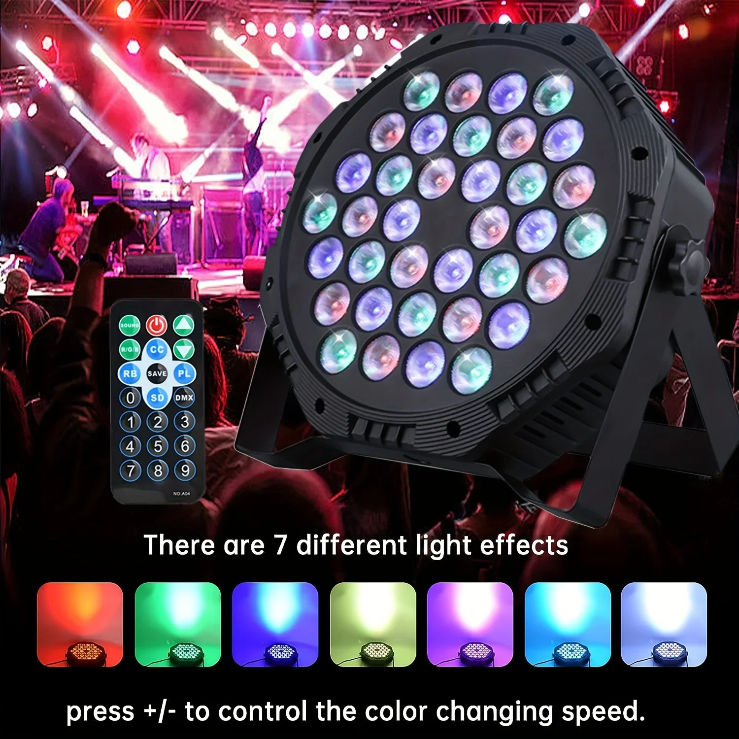 RGB 36LED ضوء المرحلة DMX512 الصوت المنشط أضواء عيد الميلاد التحكم عن بعد شقة الاسمية Uplight عطلة DJ نادي حفل زفاف المعرض