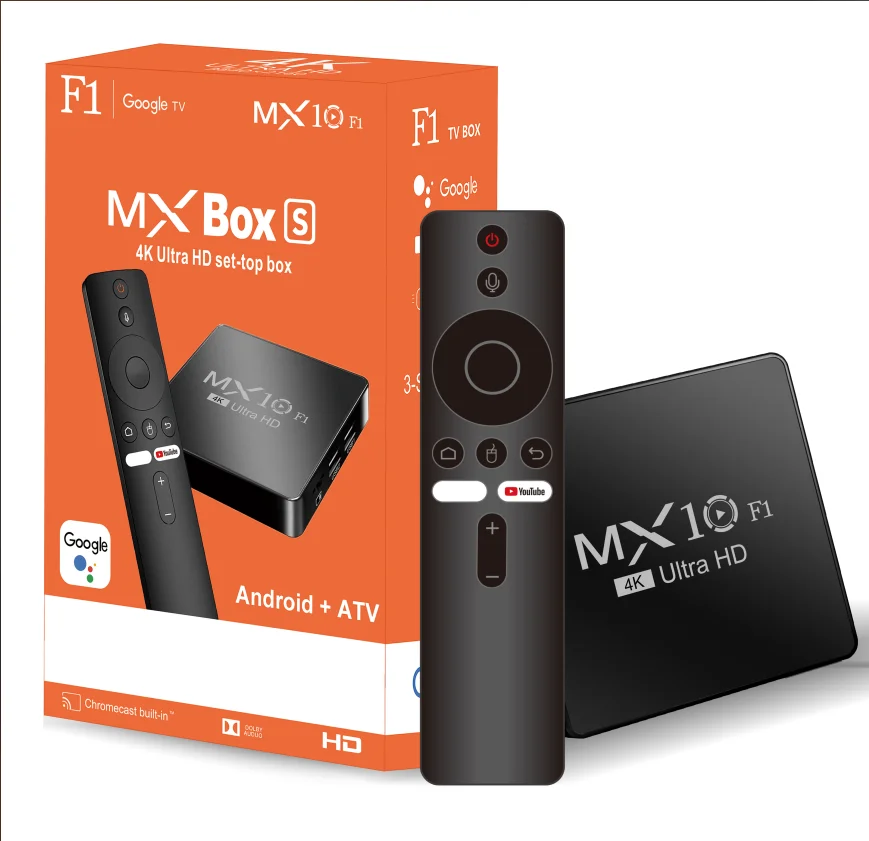 Android TV Box MX10 F1 2GB 16GB Build in Wi-Fi 2.4G + BT5.0 اختياري الأكثر شعبية Set-Top TV Box Android 13