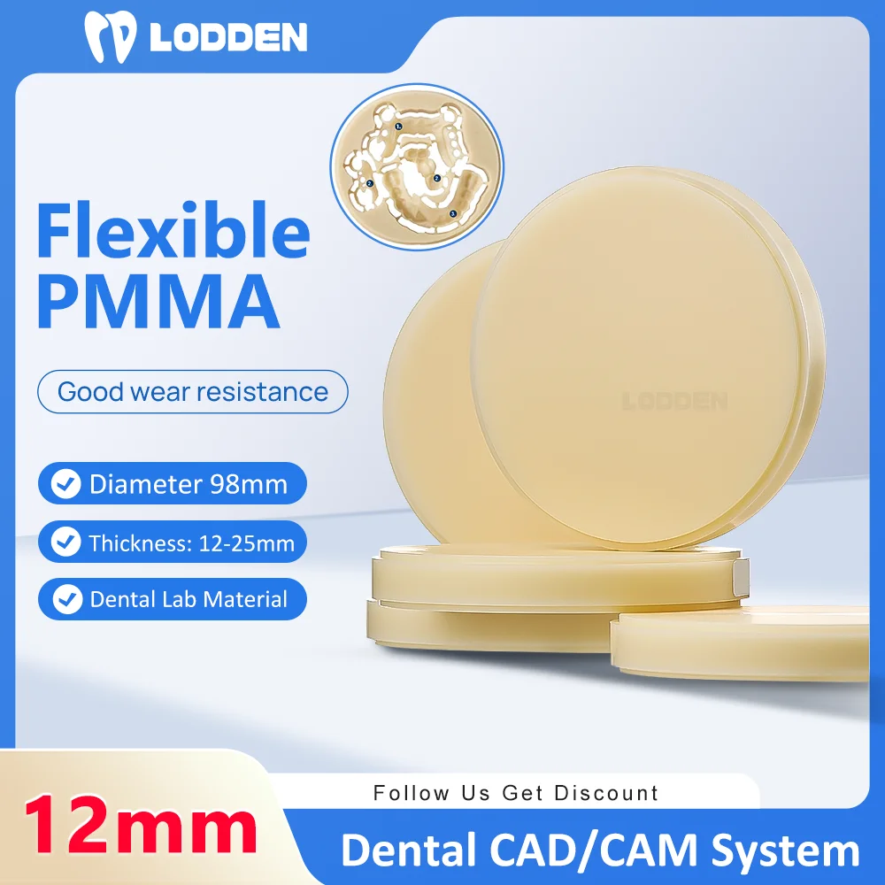 

LODDEN Flexible PMMA Blocks Dental Lab Acetal Materials 98*12mm Resin Disc 1pcs for CAM/CAD Open System Dentistry Elastic Dics