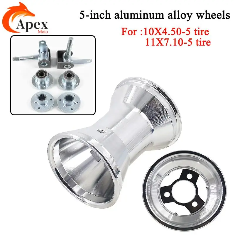 

5 inch GO KART wheel rear 11X7.10-5 front 10X4.50-5 Wheel Rim for KARTING ATV UTV Racing Golf Buggy Drift Trike Slick