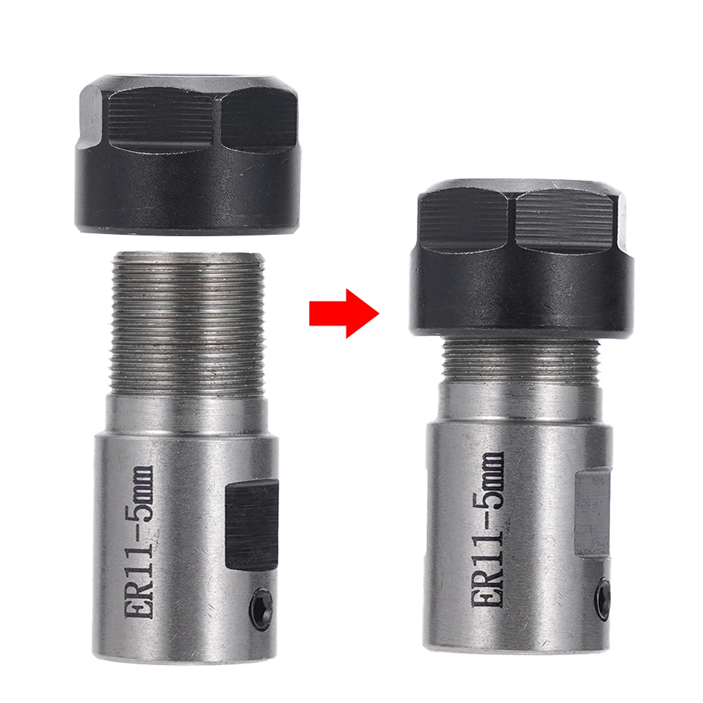8 개/대 ER11A 5mm 스핀들 모터 척 연장로드 밀링 스프링 척 척 샤프트 시트 CNC 선반 조각 + 1-7mm ER11