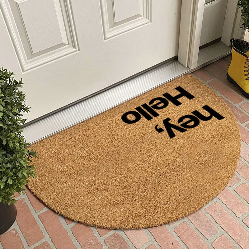 Semi Circle Coconut Coir Doormat Trimmable Design Non Slip Entrance Floor Mat for Mud Scraping Dirt Trapping Water Absorption