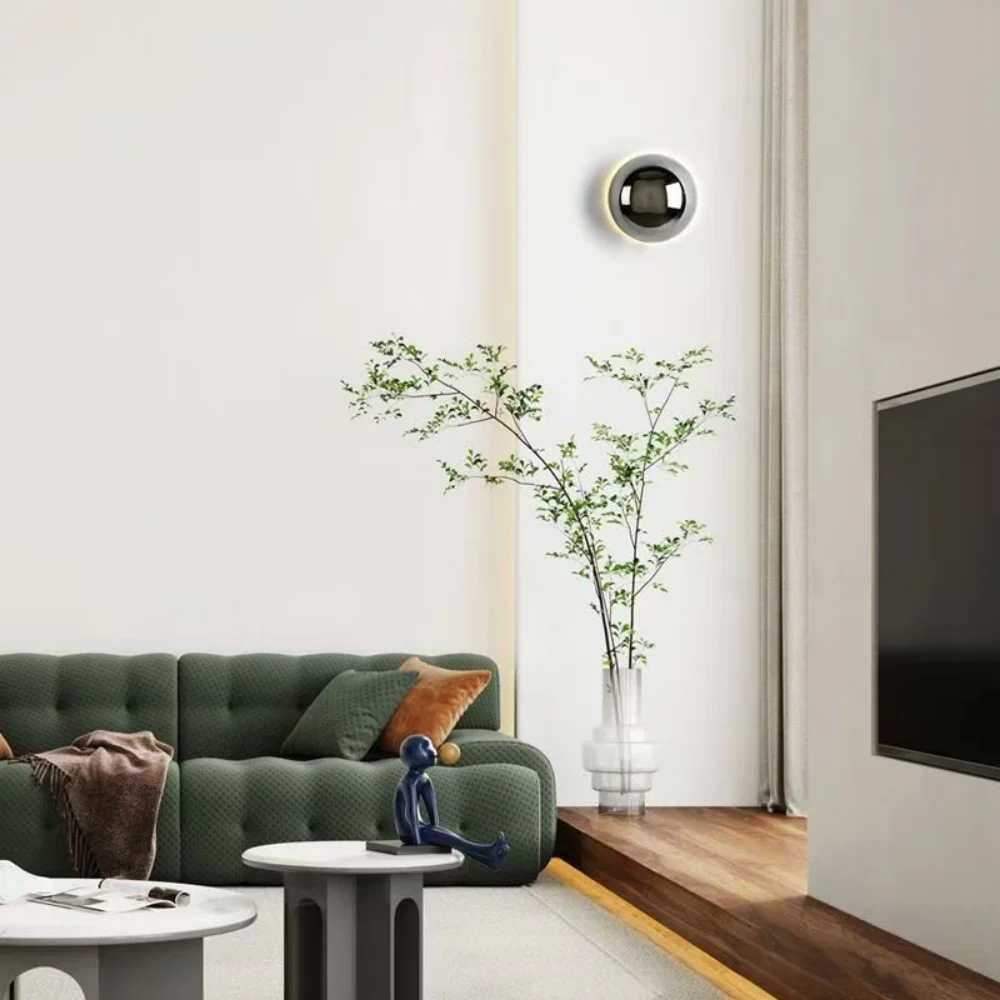 Modern Sphere Wall Sconce 6.3 Inch Round Ball Light With Backlit Glow Effect Fixture For Bedroom Living Room Hallway Led lights