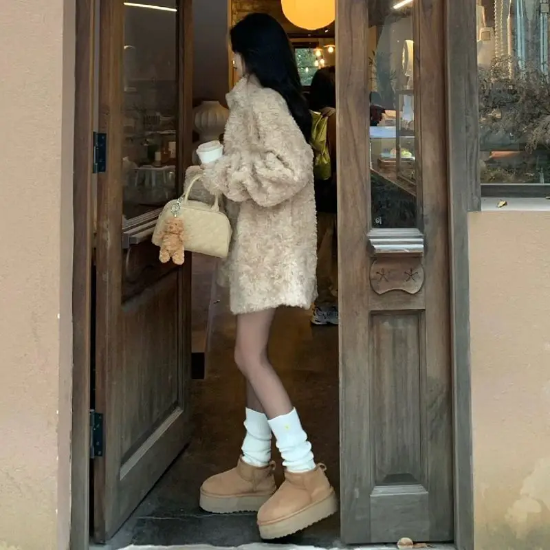 Beautiful Coat Environmentally Friendly Fur Sweater Coat Korean High-end Feeling Super Good-looking Thick Coat