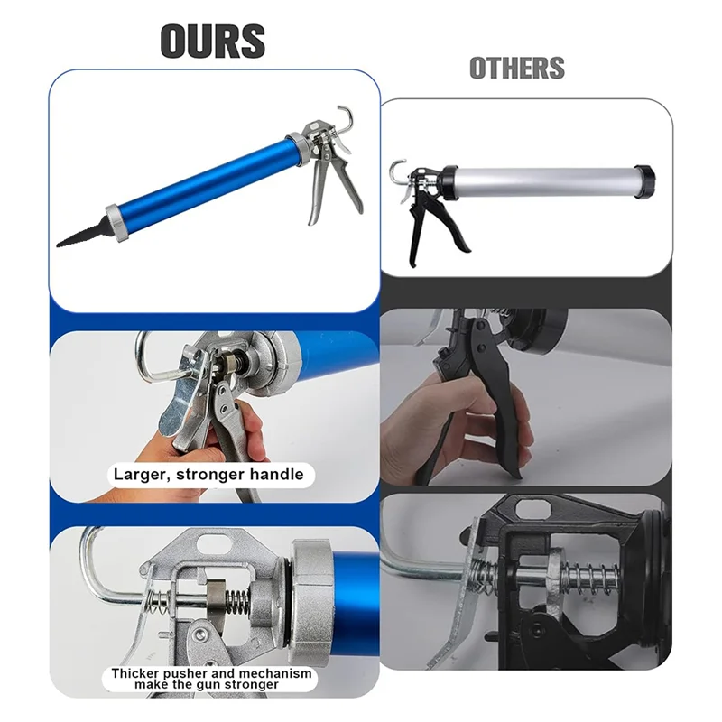 

2 Pack Sausage Caulking-Gun, Sausage-Gun Caulking-Gun, 20 Oz Sausage Tube-Gun Caulking Gun,With 4 Cone Nozzles-AA70