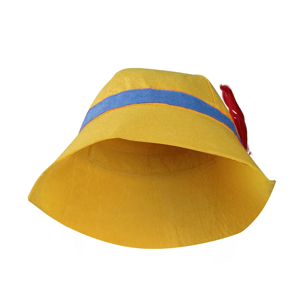 Kids Pino Cosplay Yellow Felt Hat Cap Cartooon Anime Lies Disguise Children Halloween Carnival Costume Accessories Props Gifts