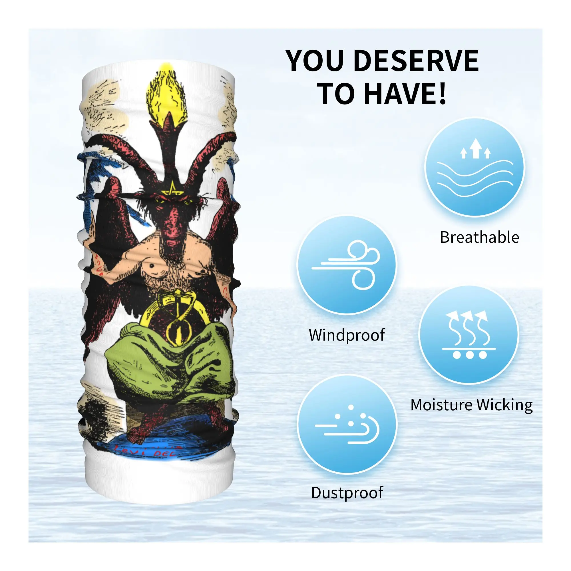 مخصص الماعز Sabbatic Baphomet الشيطاني الغامض الخماسي الرقبة الجراب النساء الرجال الشتاء الدين باندانا وشاح للمشي لمسافات طويلة