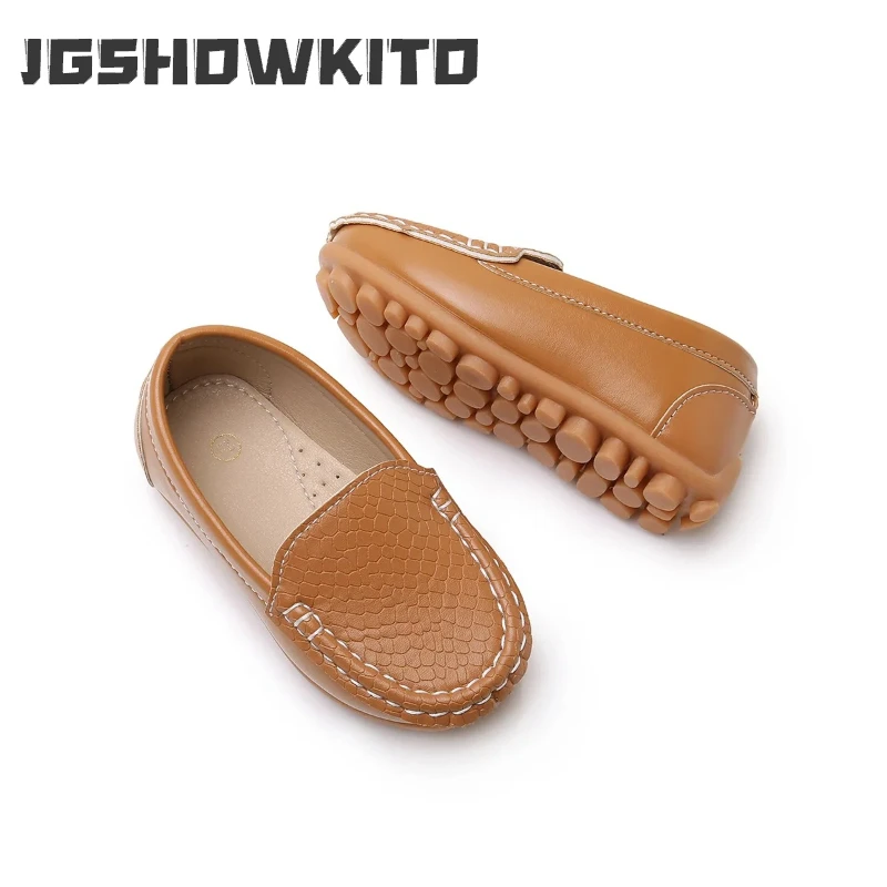 JGSHOWKITO 2026 Brand New Boys Casual Loafers Fashion Classic Soft PU Slip-on Kids Wedding Party Leather Flats Moccasins Trendy
