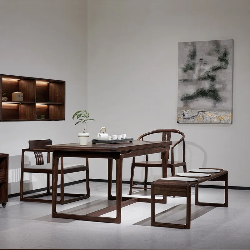 مقعد شاي طويل من القماش غير اللامع الصيني الجديد البسيط، مقعد تغيير الأحذية من الخشب الصلب لغرفة النوم