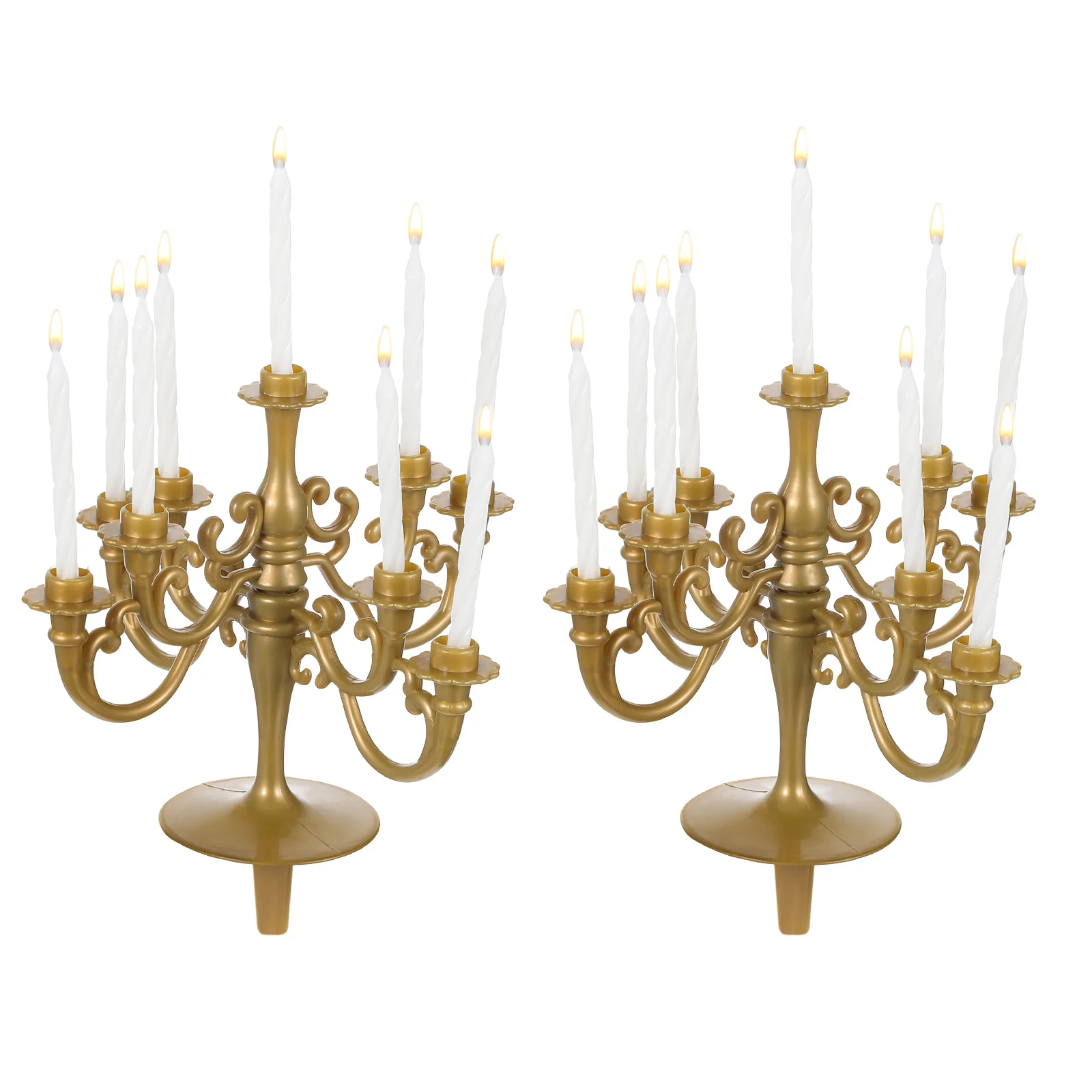 

2Pcs Candlestick Cake Decoration Elegant Creative Wedding Birthday Cake Toppers Festival Supplies Romantic Lighting