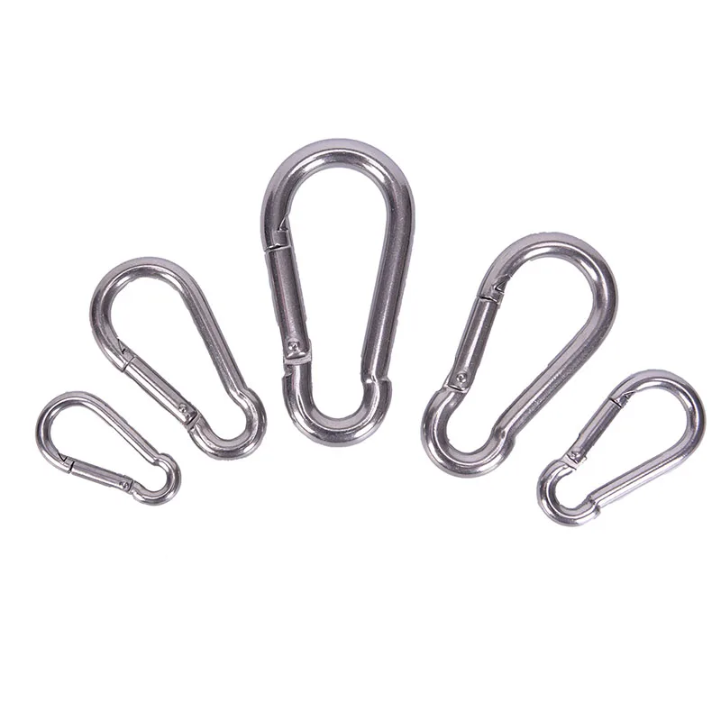 304 Stainless Steel Spring Hook Carabiner Snap Hook Keychain Quick Link Lock Buckle Outdoor Travel Camp Multipurpose Small Tool