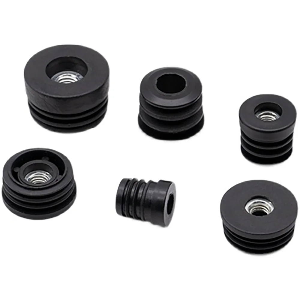 4pcs Black Round Plastic Pipe Plugs With M6 M8 Nut Spin-In Type Foot Pad Adjustable Furniture Hole Leg Balance Wheel Accessories image 6
