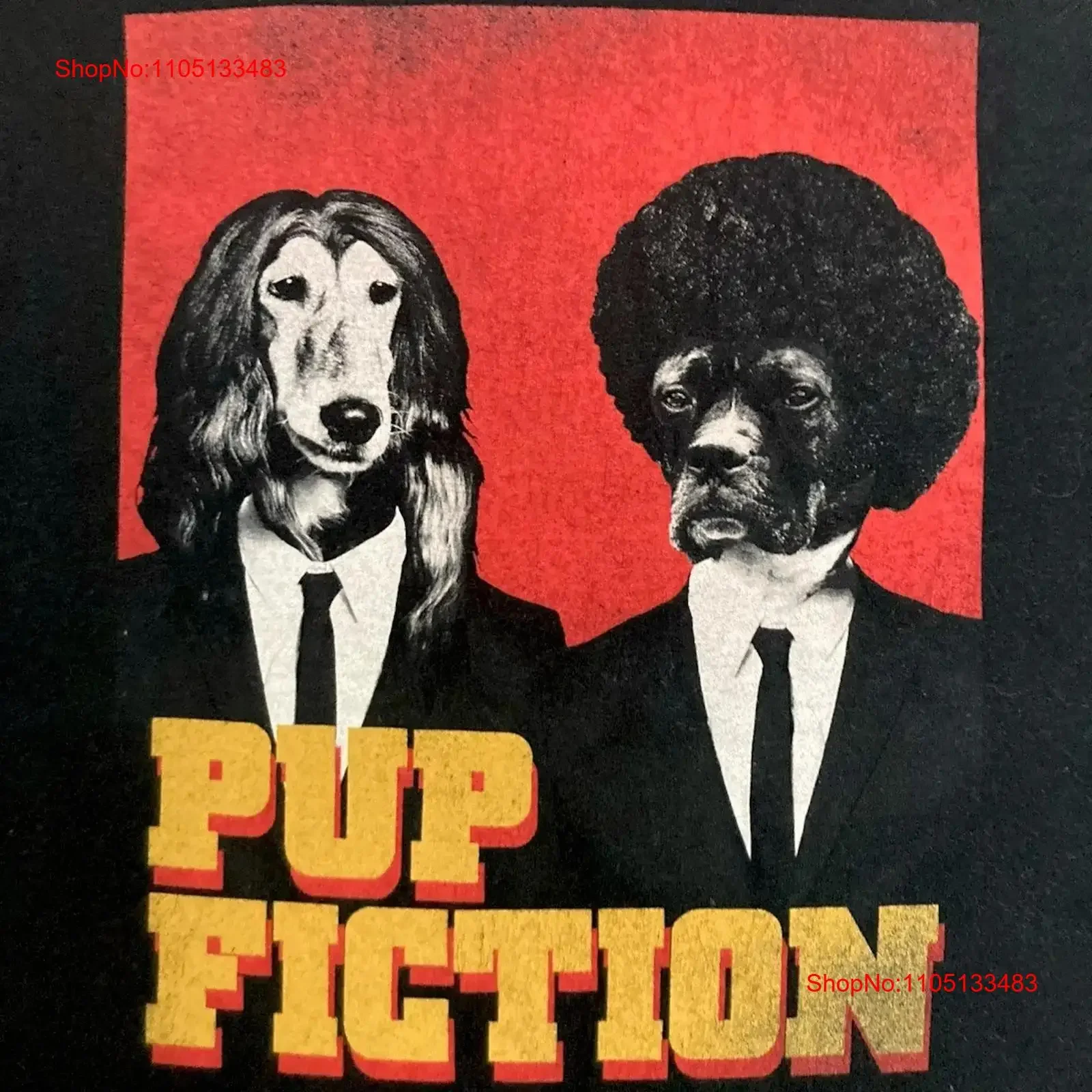 pup-fiction-パルプ-ドッグ-スプーフ-ラージ-ブラック-t-シャツ-タランティーノ-トラボルタ-ヴィンテージ-ウォッシュド-ファッション-グラフィック-通気性-多用途-オム