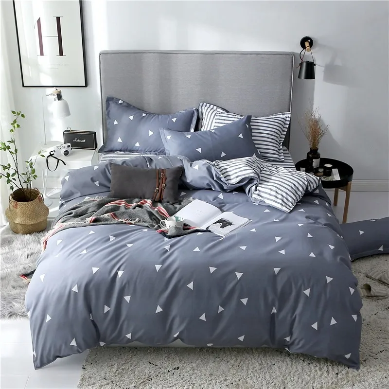 Double bed Quilt cover Duvet cover Microfiber bedding queen king Twin size for single nordic style Plaid Geometric Minimal