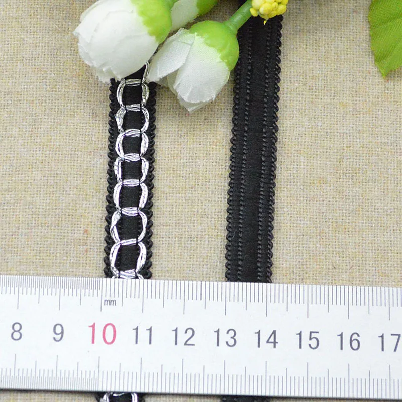 5m/16.4ft each pack Clothing Accessories lace trim Black Gold Curve Sewing Fabric Curtain HandMade DIY crafts webbing decoration