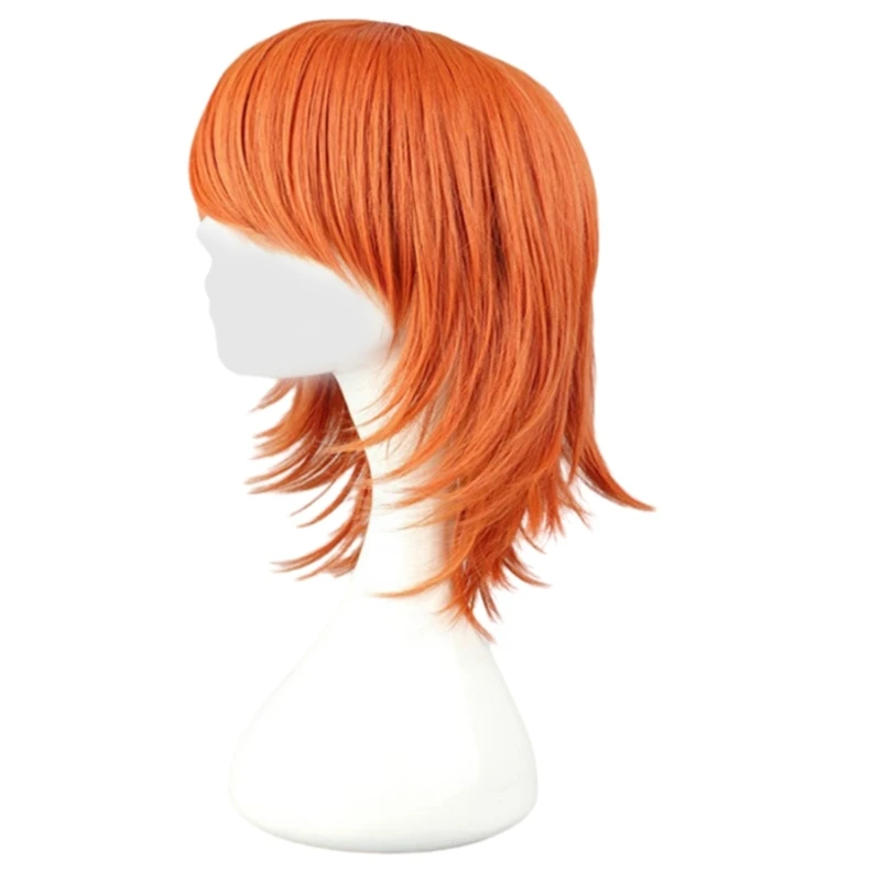 Role Playing Short Orange Synthetic Hair Cosplay Halloween Wigs DIY Soft and Long Lasting Orange Cosplay Hairpiece